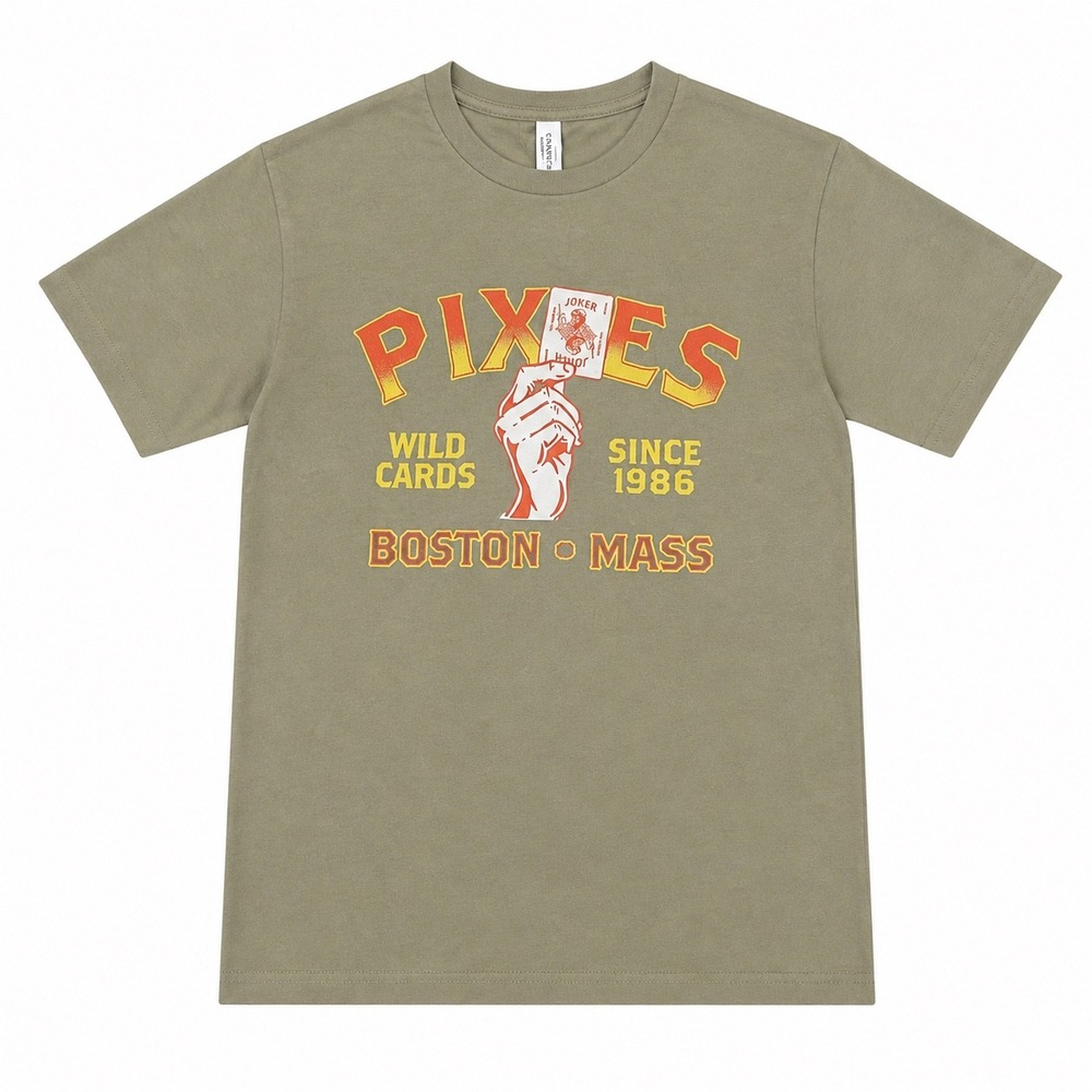 Pixies World Tour 2025 Band Tee Mens Olive Green Graphic Concert T-Shirt Canvas